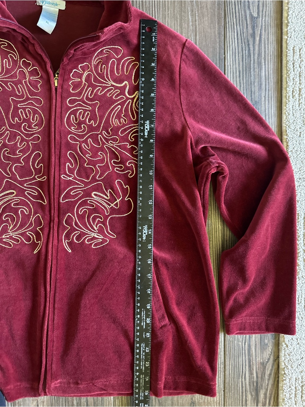 D'lifestyle Velour Zip Hoodie and Pants Set in Deep Wine - Picture 6 of 17